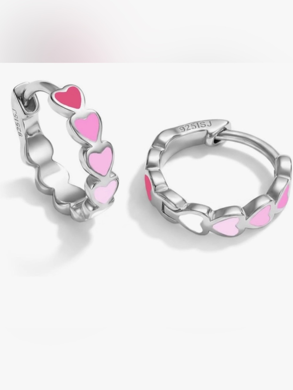 925 Sterling Silver Heart Hoops for Kids